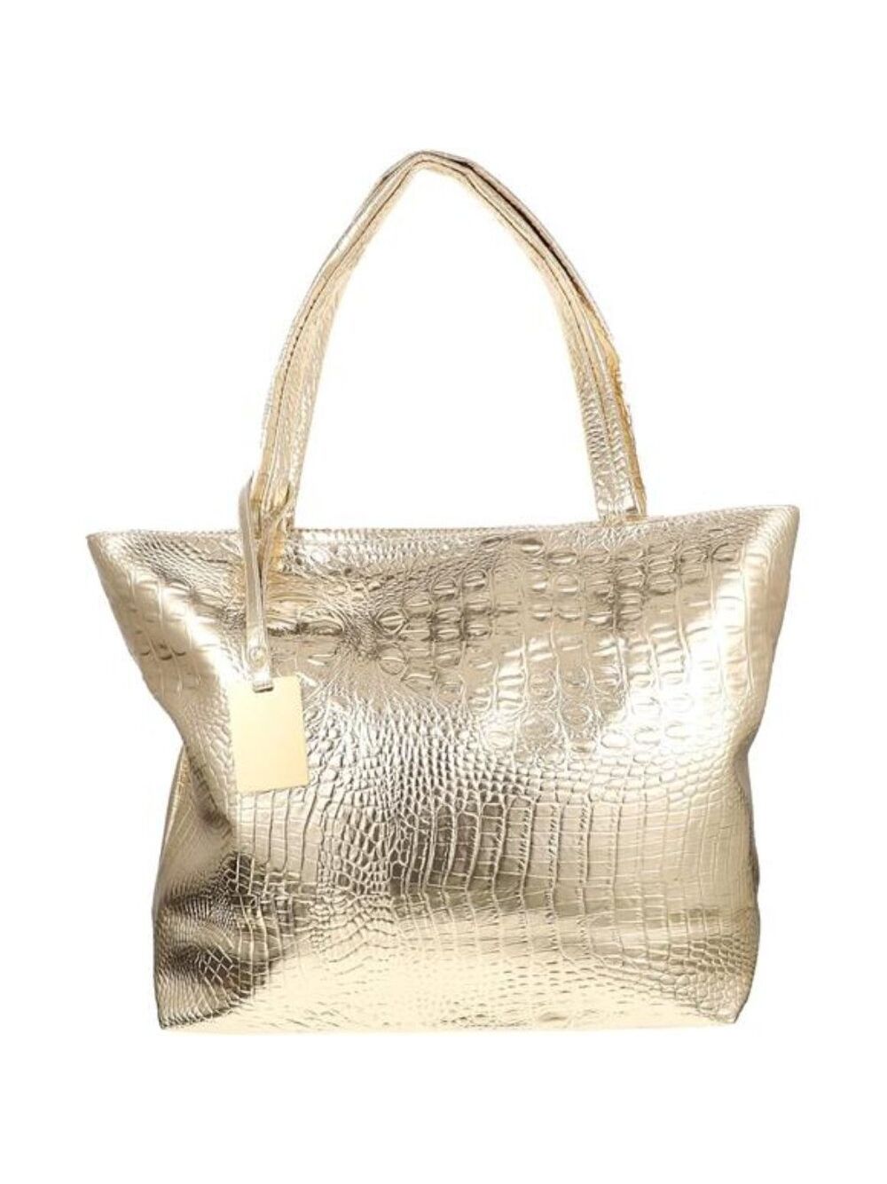 Golden Vegan Leather Women Handbag Fashion Shopping Shoulder Bag Large Capacity